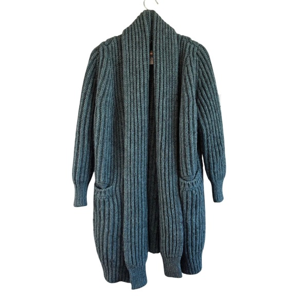Otto d'Ame Sweaters - Ottod'Ame Teal Alpaca Wool Blend Ribbed Open Cardigan Duster Sweater US 8‎
